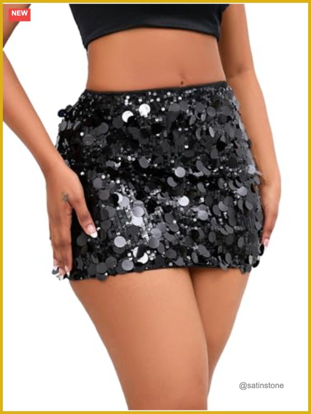 Sequin High Waist Bodycon Mini Skirt for Party Club Rave Glitter